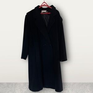 Vintage Britanny Originals Women's Black Wool Coat Large USA Made w/ Scarves